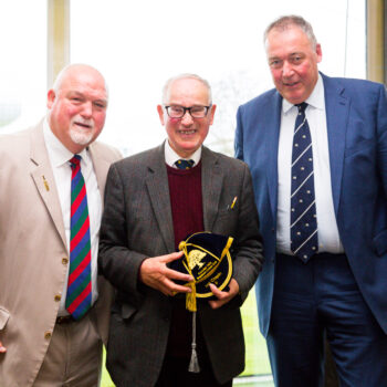 Angus Fraser and Mike Gatting during an Honour Cap presentation.