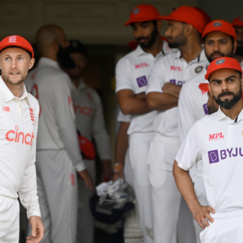England and India Cricket Test teams in there traditional caps on Red for Ruth Day.