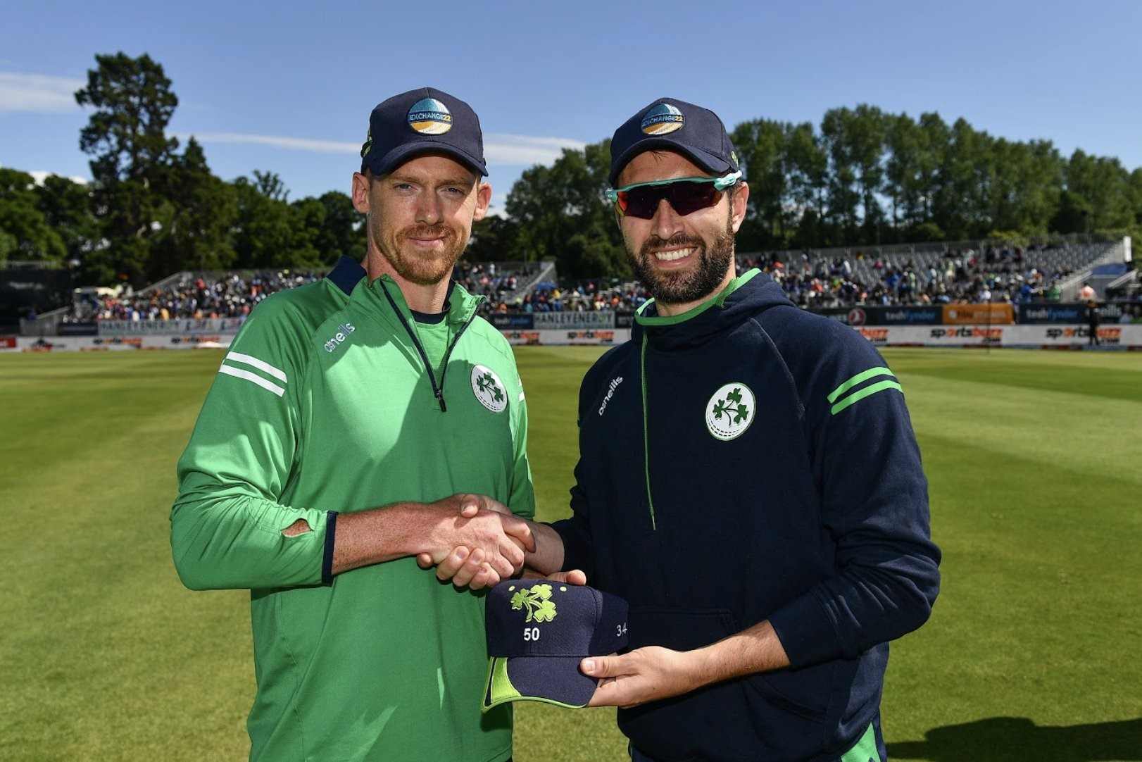 Andrew Balbirnie Presents Young with his 50th appearance cap.