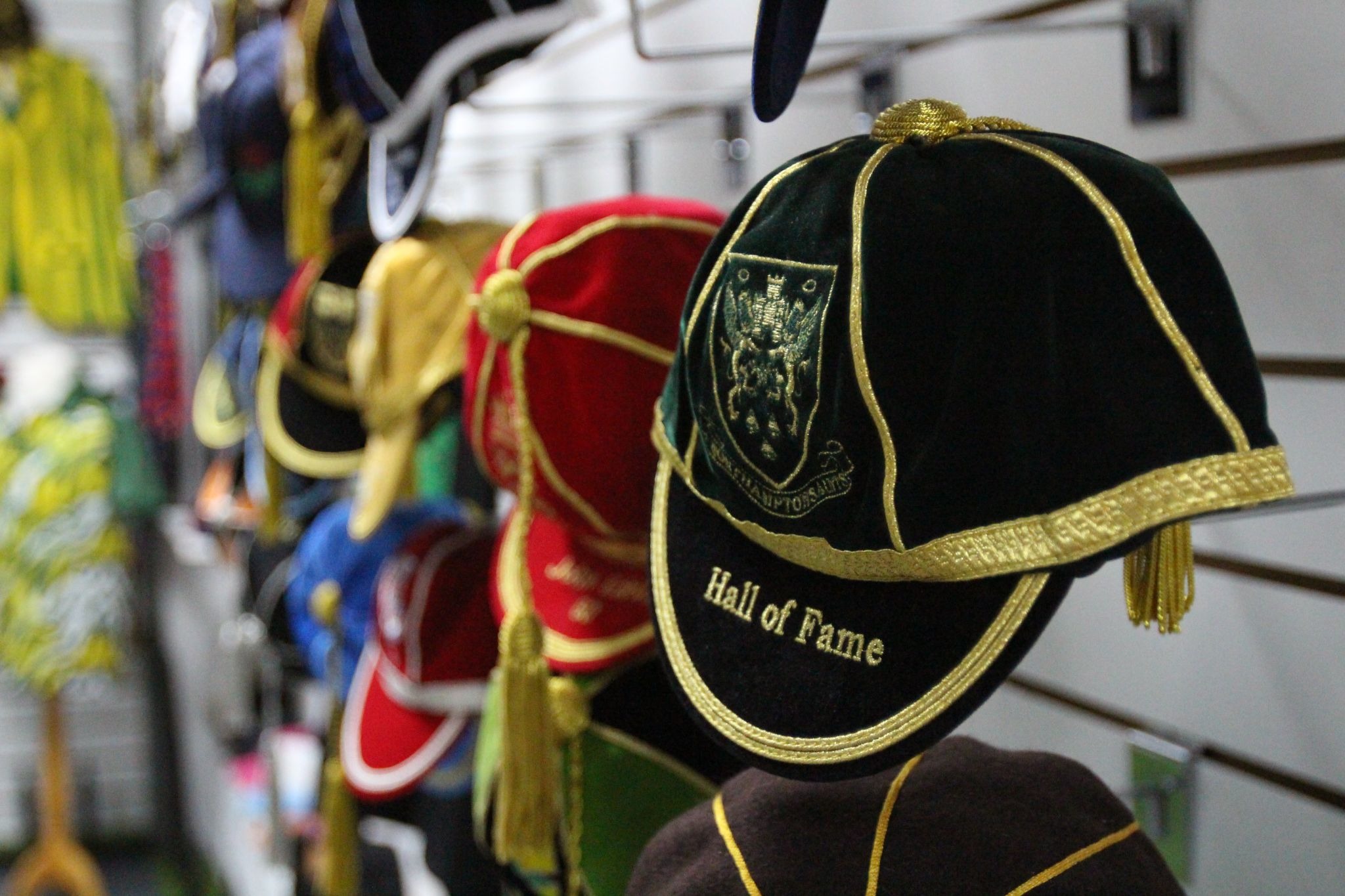 Honours Caps wall at G&P shop.
